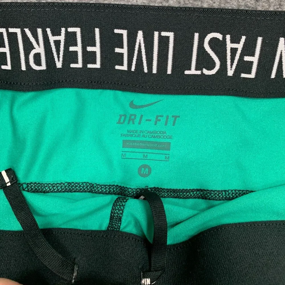 Nike Relay Printed Cropped Legging Women M Green Stretch Dri Fit Drawstring Pant